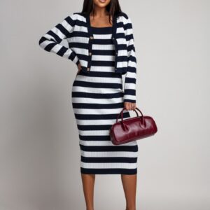 KOMPLET DZIANINOWY W PASKI LORI