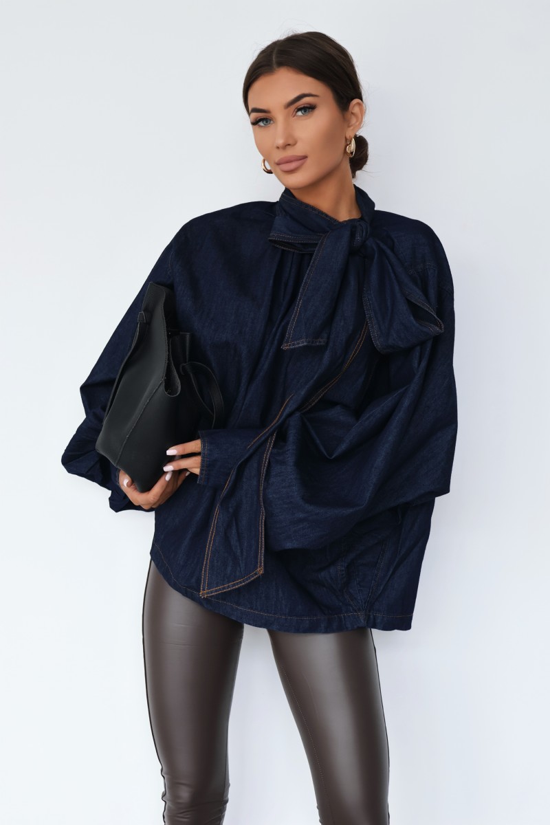 KOSZULA DŻINSOWA Z KOKARDĄ MIA - obrazek 2