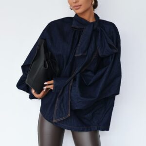 KOSZULA DŻINSOWA Z KOKARDĄ MIA