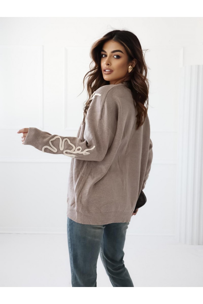 SWETER OVERSIZE Z KWIATAMI 3D OLLA - obrazek 3